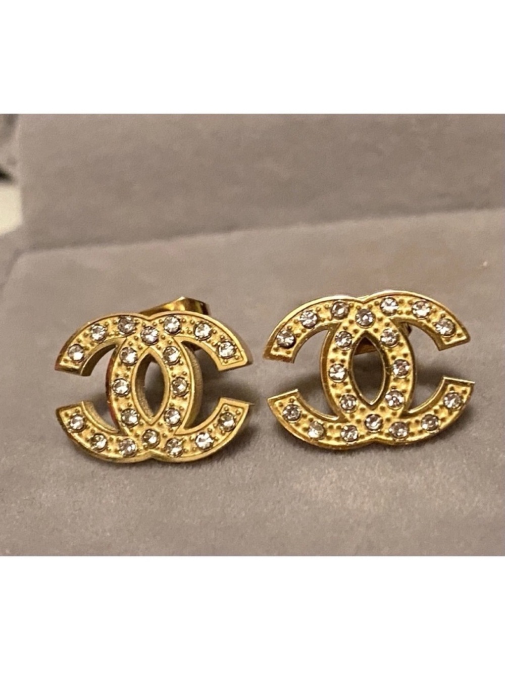 Fashion Jewelry 14K Gold Plated zircon Interlocking Logo Stud Earrings